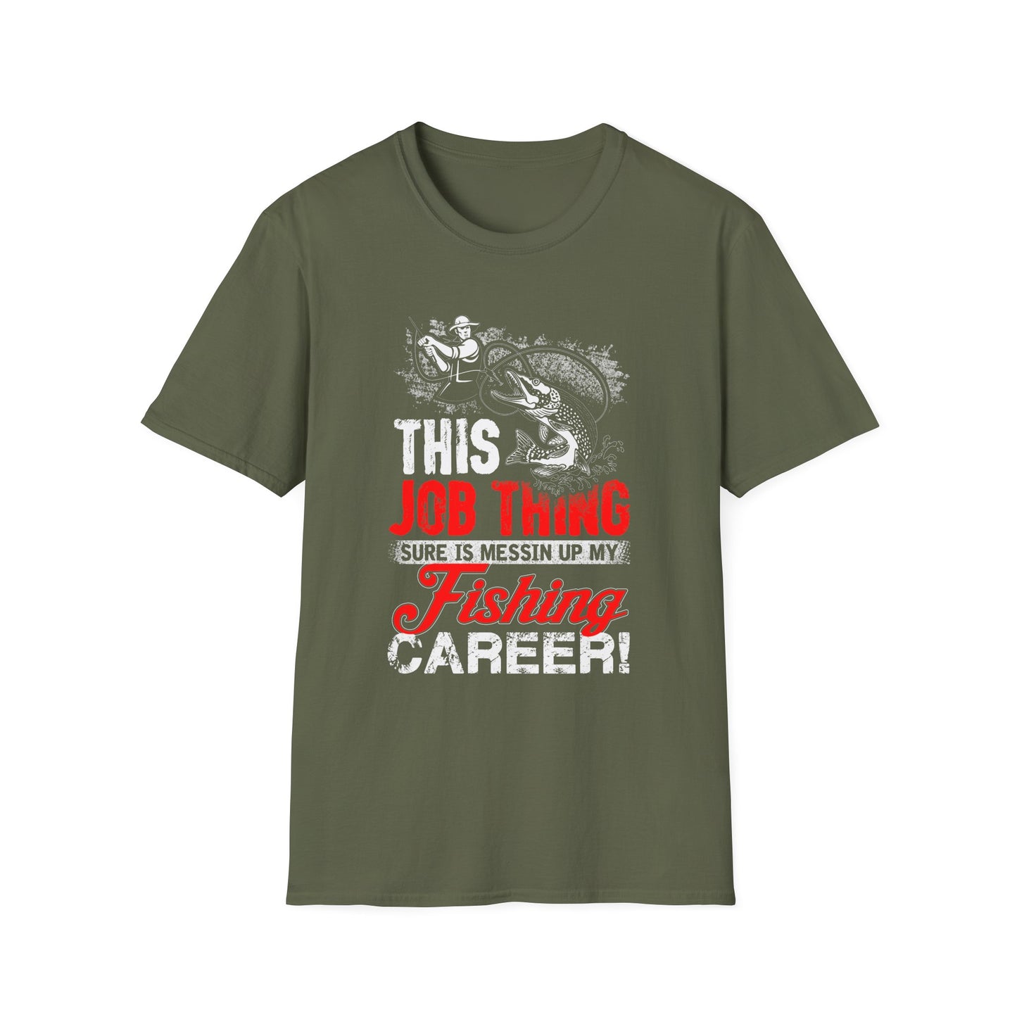 Funny Fishing Career Unisex Softstyle T-Shirt - Perfect for Outdoor Enthusiasts