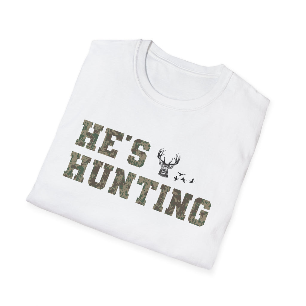 Men's Camo Print Hunting T-Shirt - He's Hunting