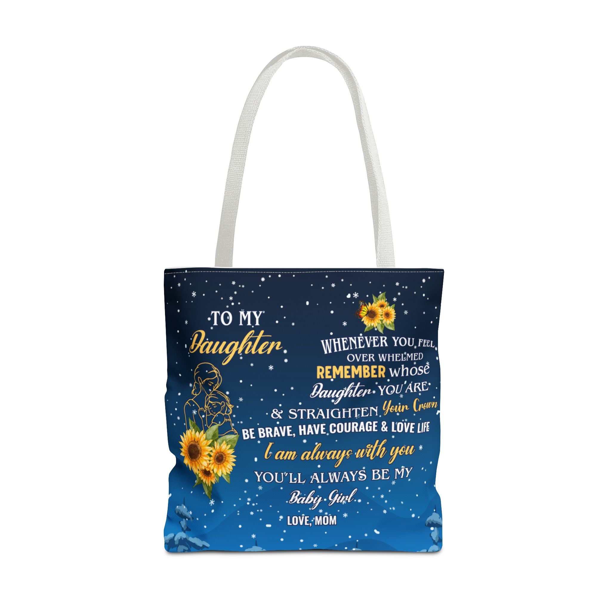 Heartfelt Sunflower Tote Bag for Daughters | Inspirational Gift | Birthday, Graduation, Mother's Day, Everyday Use, Floral Art