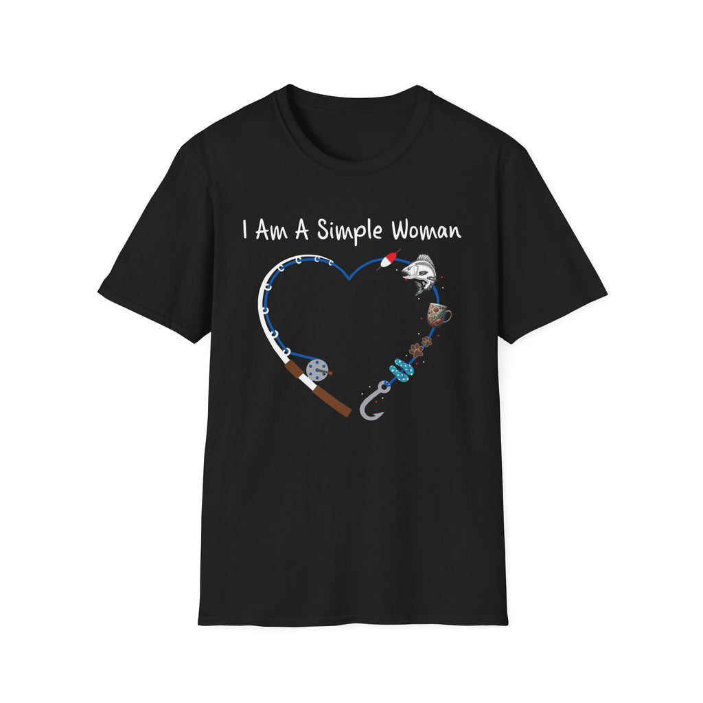 I Am A Simple Woman Fishing T-Shirt - Unisex Softstyle Tee for Casual Wear