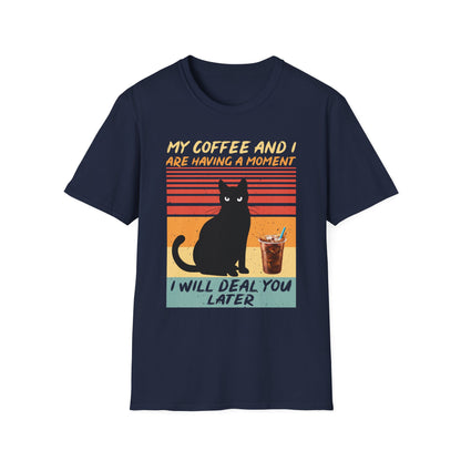 Vintage Cat Coffee T-Shirt | Funny Pet Lover Gift, Coffee Enthusiast Apparel, Casual Wear, Unisex Tee, Cat Mom Shirt