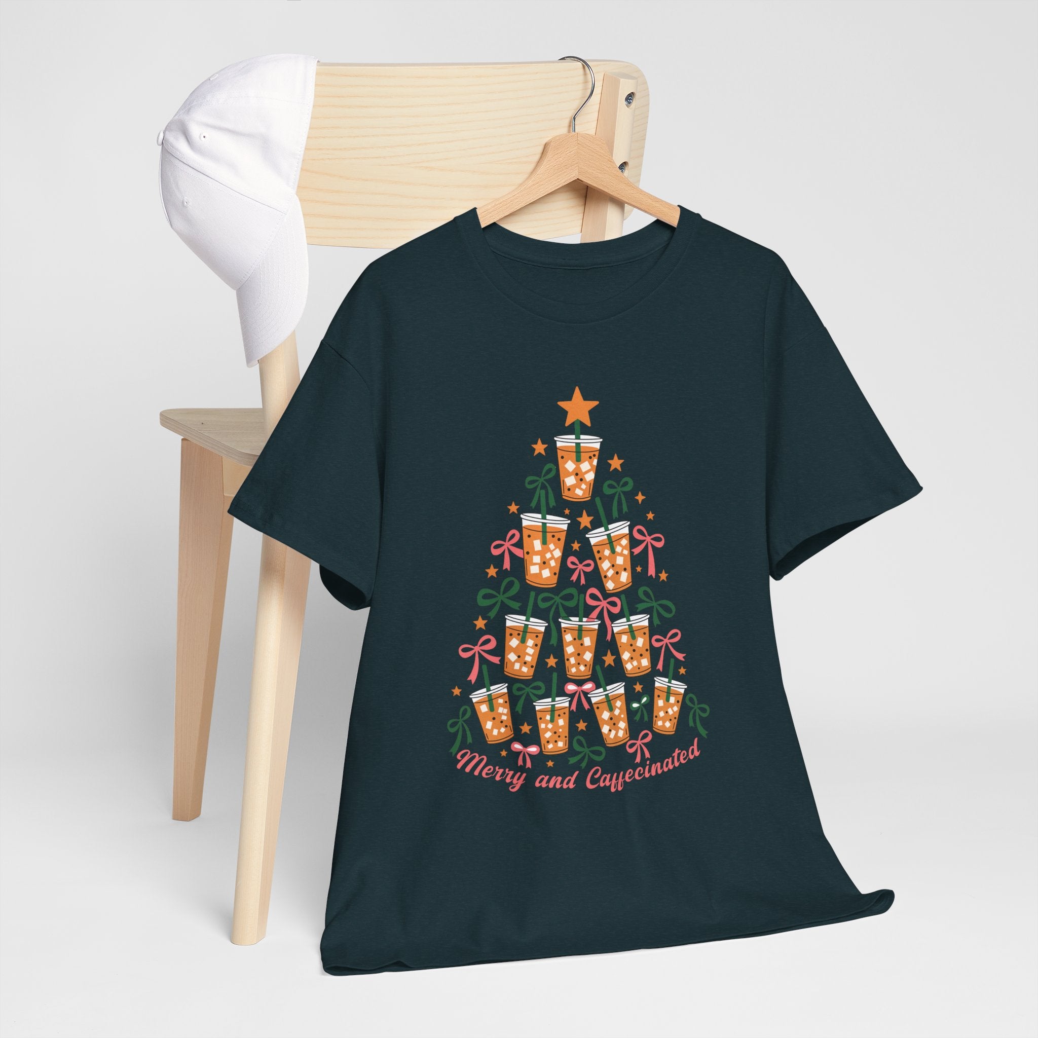 T-Shirt — Merry and Caffeinated Tree Coffee Mug Tee