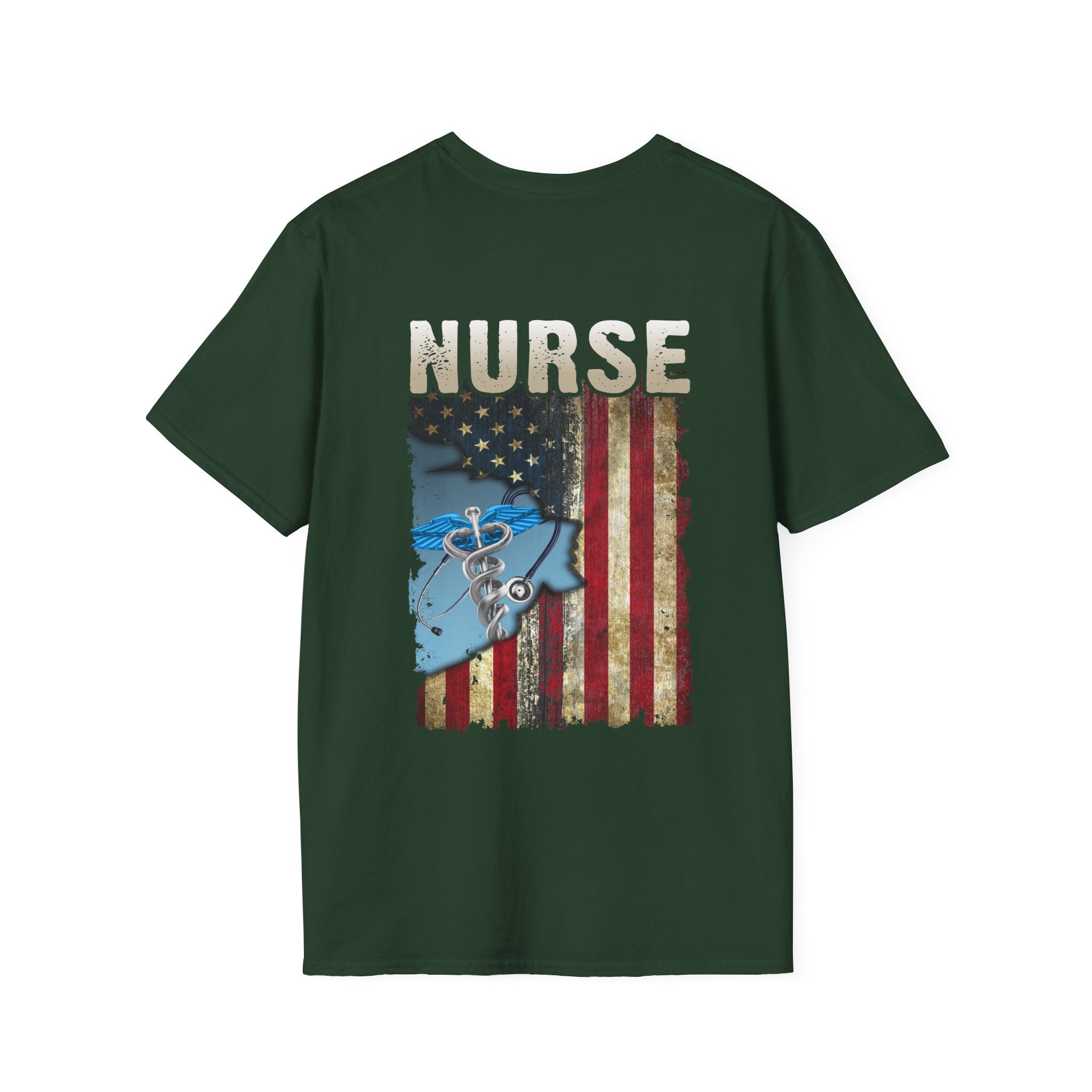Patriotic Nurse Unisex Softstyle T-Shirt - Perfect Gift for Healthcare Heroes