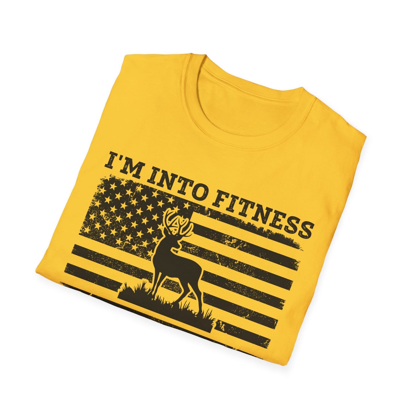 I'm Into Fitness Deer Graphic T-Shirt - Unisex Softstyle Tee for Outdoor Enthusiasts