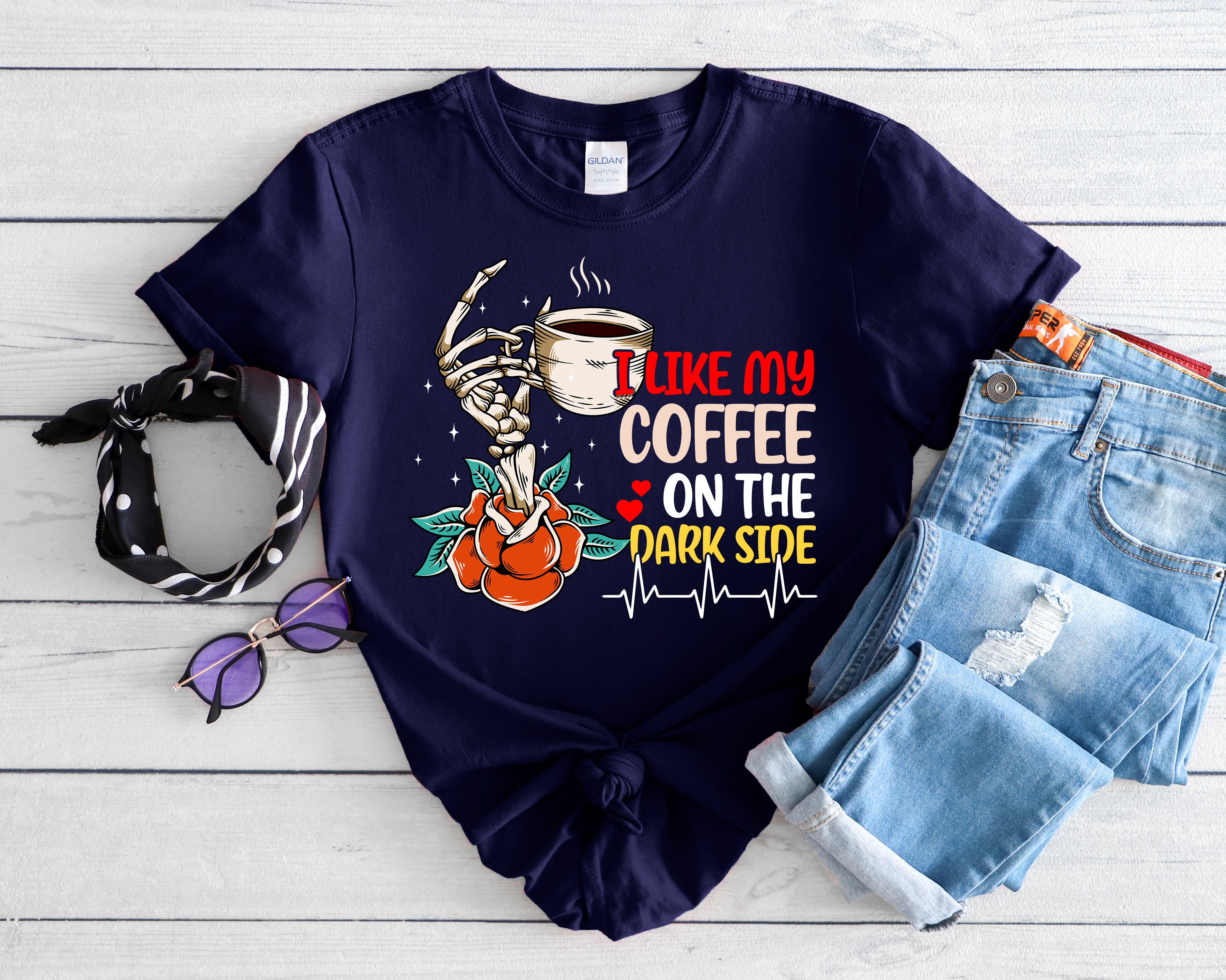 I Like My Coffee on the Dark Side T-Shirt