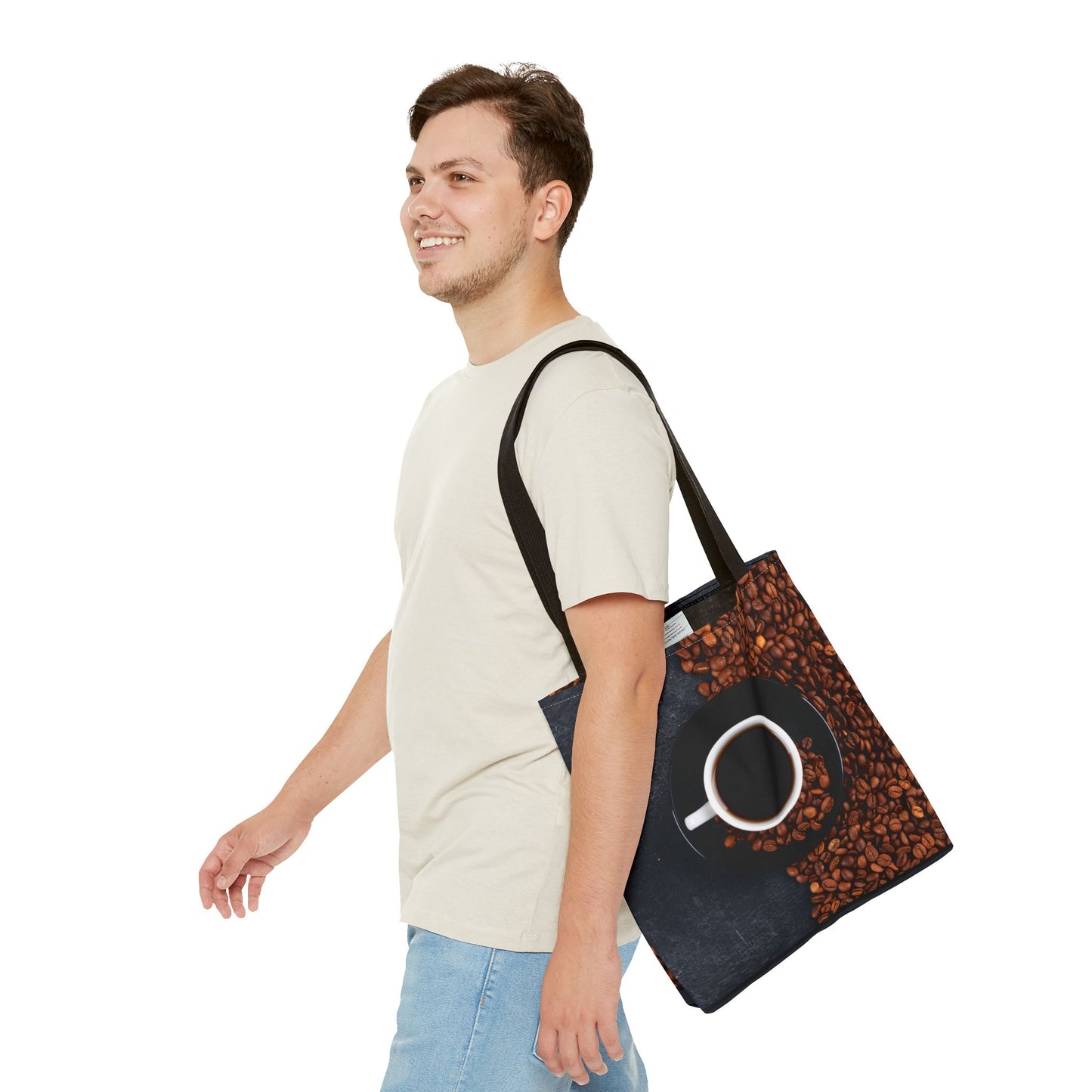 Coffee Lovers Tote Bag, AOP Drink Design, Perfect for Everyday Use, Gift for Baristas, Sustainable Fashion Accessory, Casual Day Bag