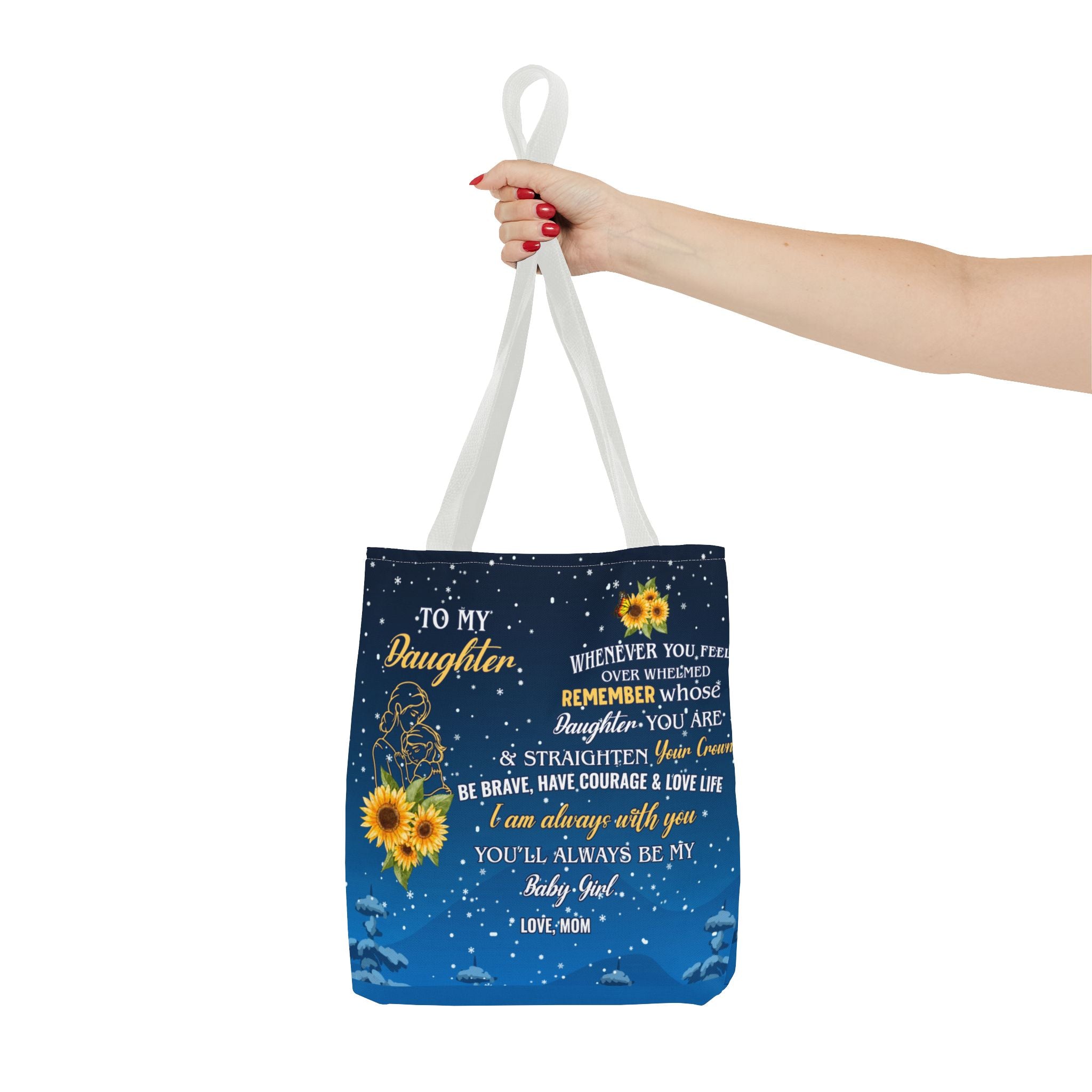 Heartfelt Sunflower Tote Bag for Daughters | Inspirational Gift | Birthday, Graduation, Mother's Day, Everyday Use, Floral Art