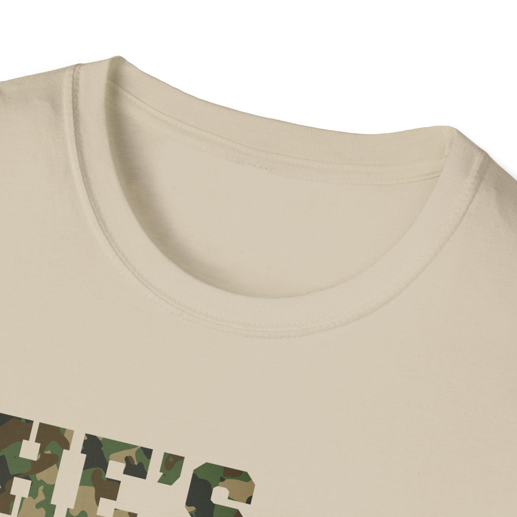 Camo Print Unisex T-Shirt - "She's Hunting" - Casual Style for Outdoor Lovers