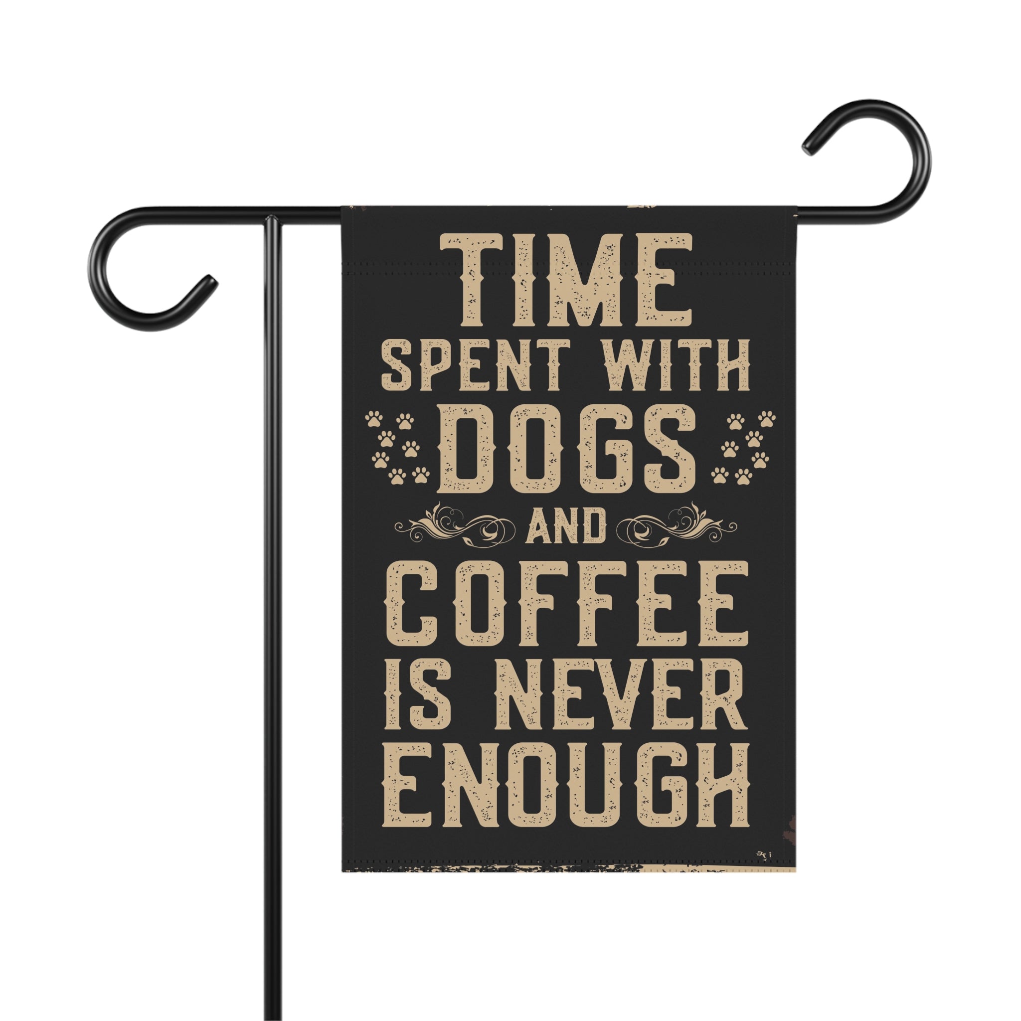Pet Lover Garden Flag | Time Spent With Dogs & Coffee Home Decor, Dog Owner Gift, Outdoor Banner, Garden Decoration, Dog-Themed Decor