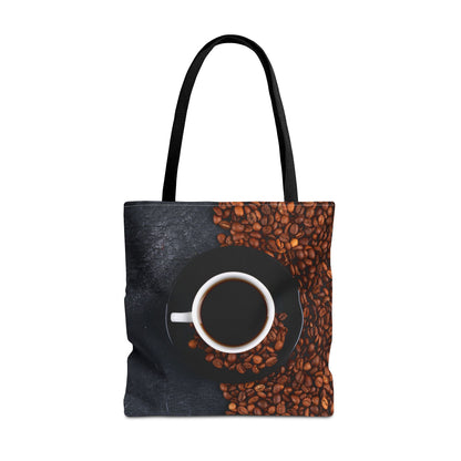 Coffee Lovers Tote Bag, AOP Drink Design, Perfect for Everyday Use, Gift for Baristas, Sustainable Fashion Accessory, Casual Day Bag