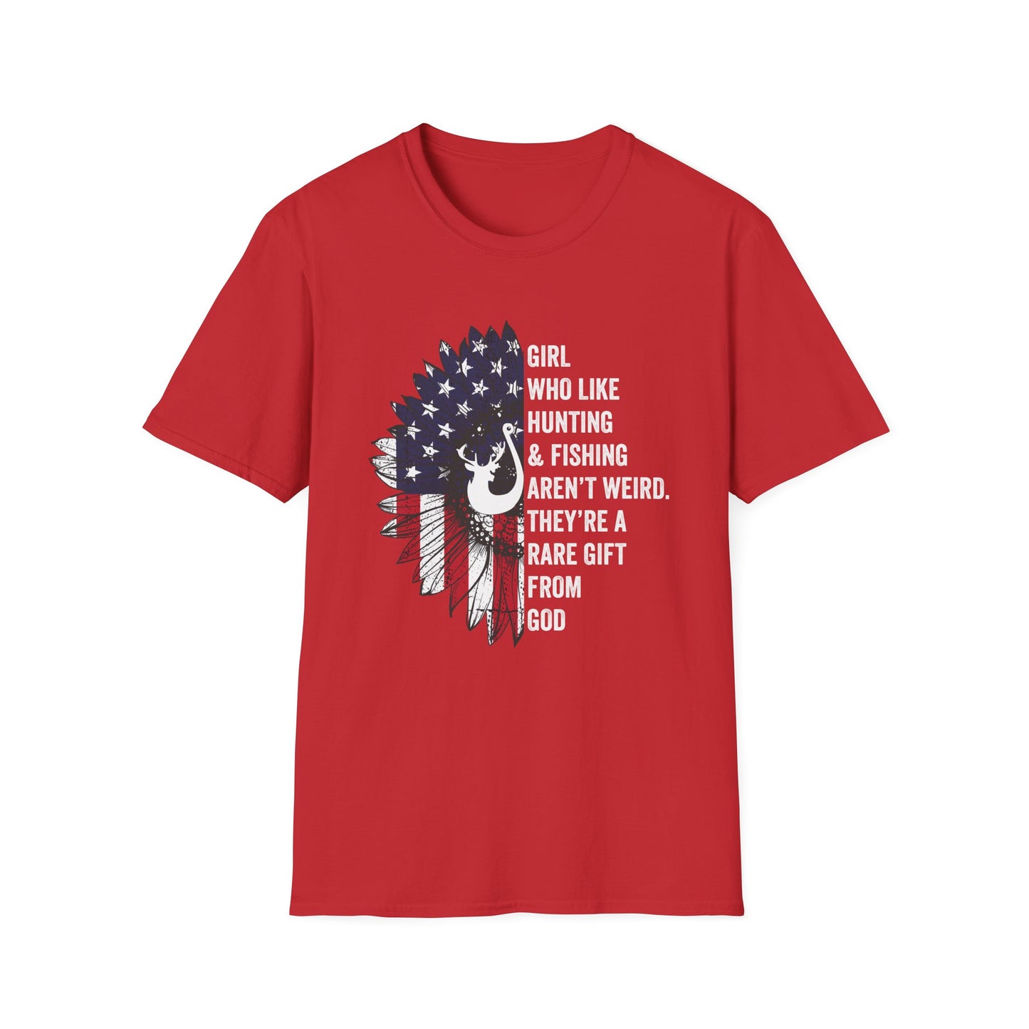 Unisex Softstyle T-Shirt - "Girl Who Likes Hunting & Fishing Aren't Weird" - Perfect for Outdoor Enthusiasts
