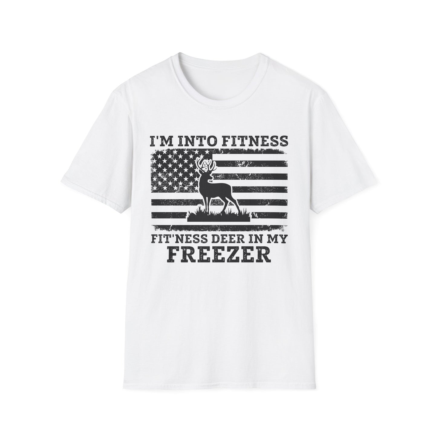 I'm Into Fitness Deer Graphic T-Shirt - Unisex Softstyle Tee for Outdoor Enthusiasts