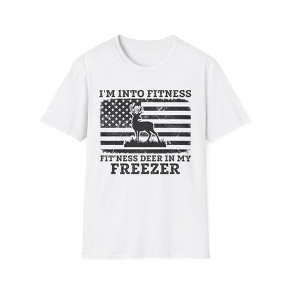 I'm Into Fitness Deer Graphic T-Shirt - Unisex Softstyle Tee for Outdoor Enthusiasts