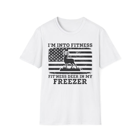 I'm Into Fitness Deer Graphic T-Shirt - Unisex Softstyle Tee for Outdoor Enthusiasts