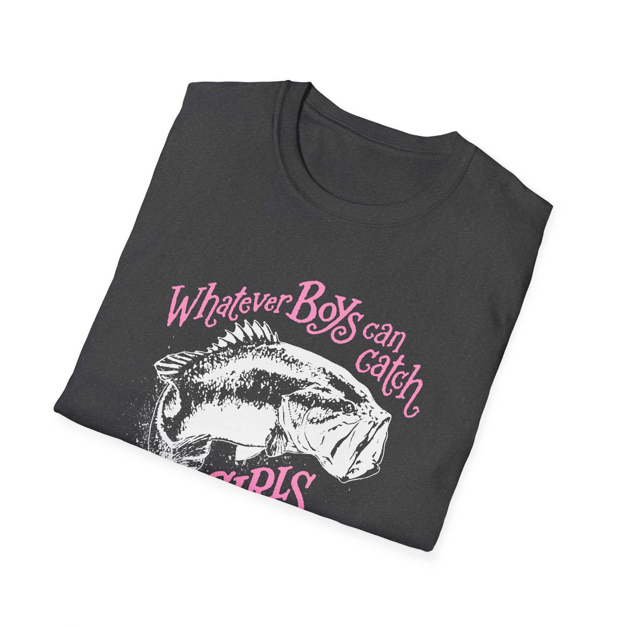 Girls Can Catch Bigger T-Shirt - Fishing Statement Tee for Women