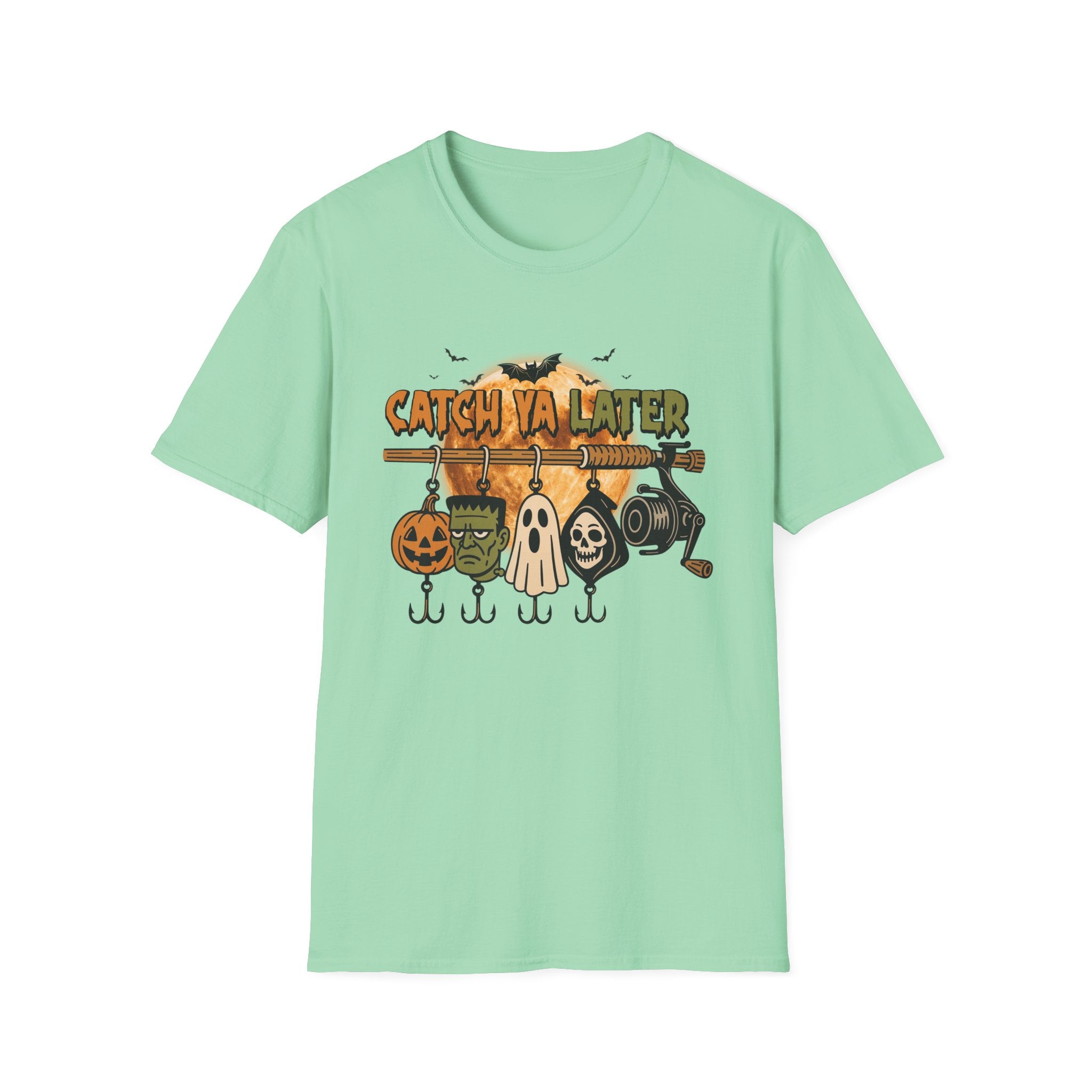 Catch Ya Later Fishing T-Shirt, Unisex Softstyle Tee for Fall, Spooky Party Shirt