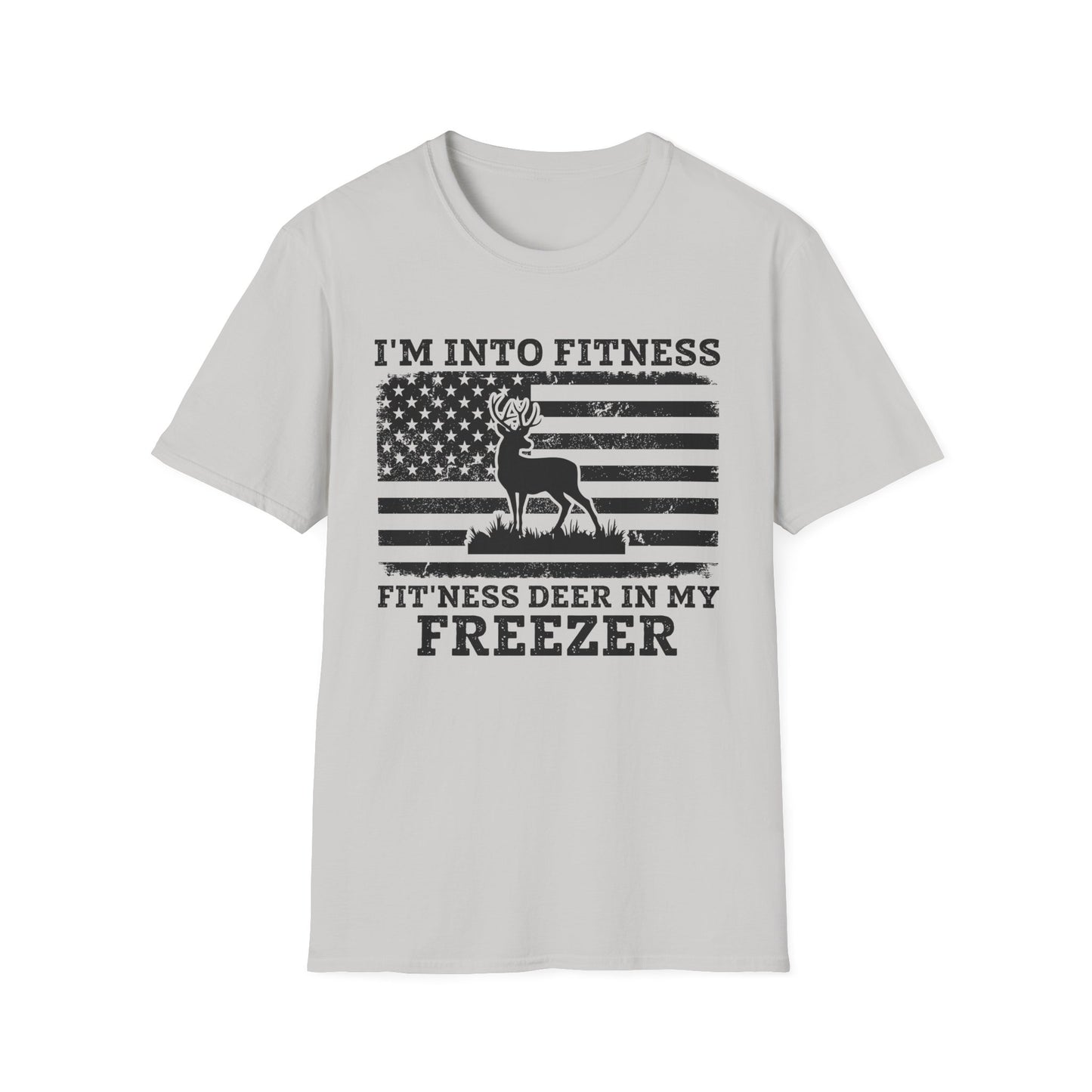 I'm Into Fitness Deer Graphic T-Shirt - Unisex Softstyle Tee for Outdoor Enthusiasts