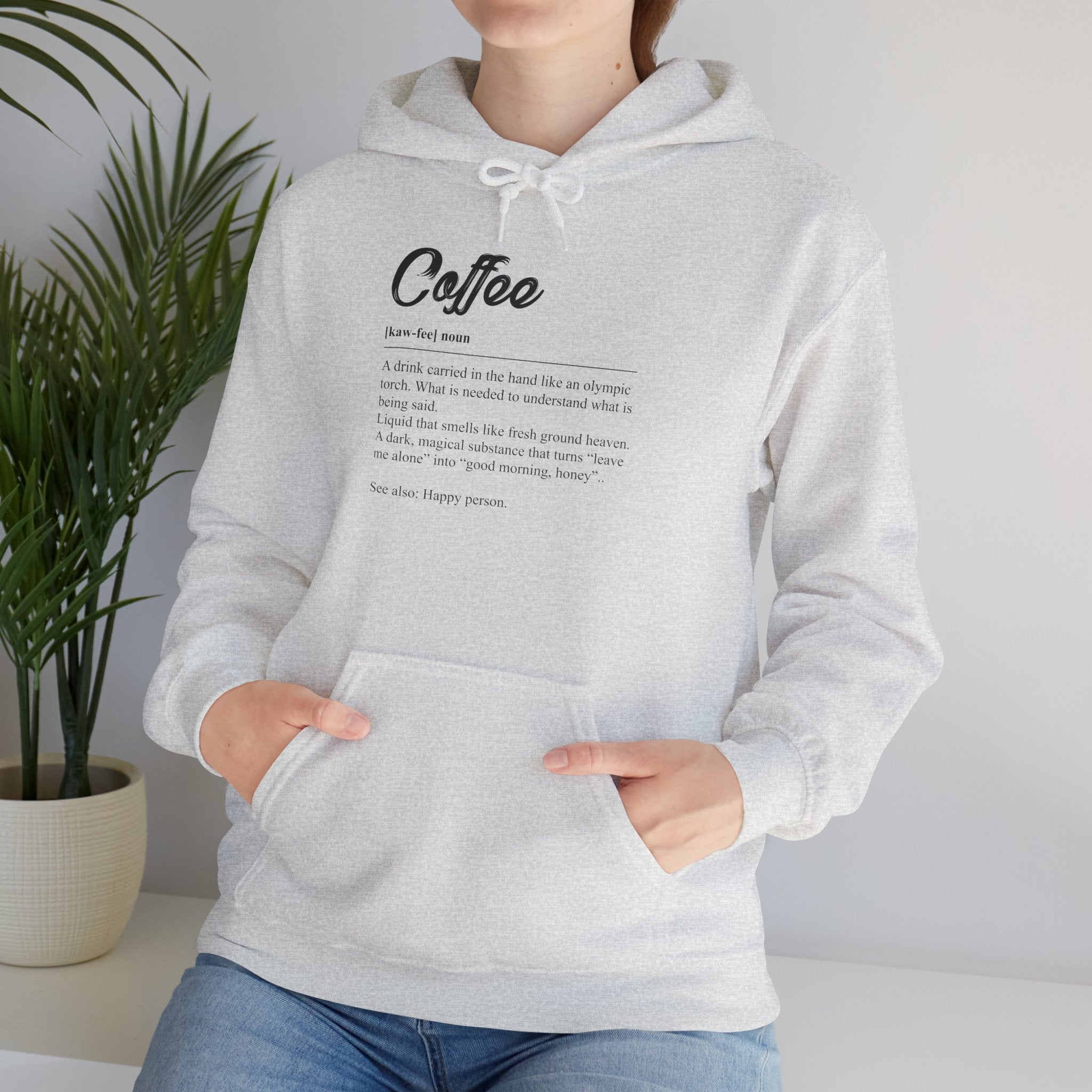 Coffee Definition Hoodie — Minimal Script Coffee Lover Pullover