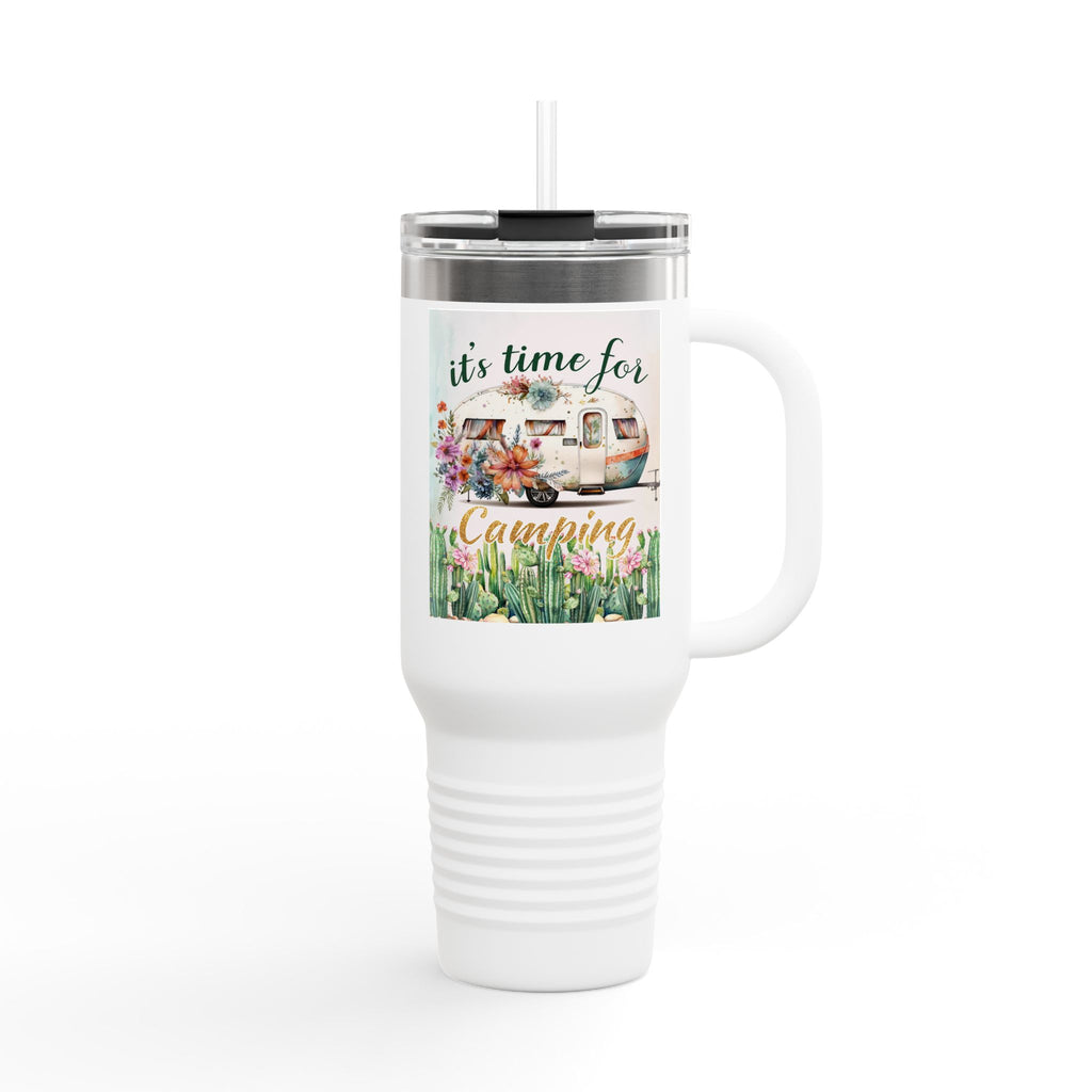 Camping Insulated Travel Mug - 40oz, Perfect for Outdoor Adventures, Hiking, Road Trips, Gifts for Campers, Summer Fun