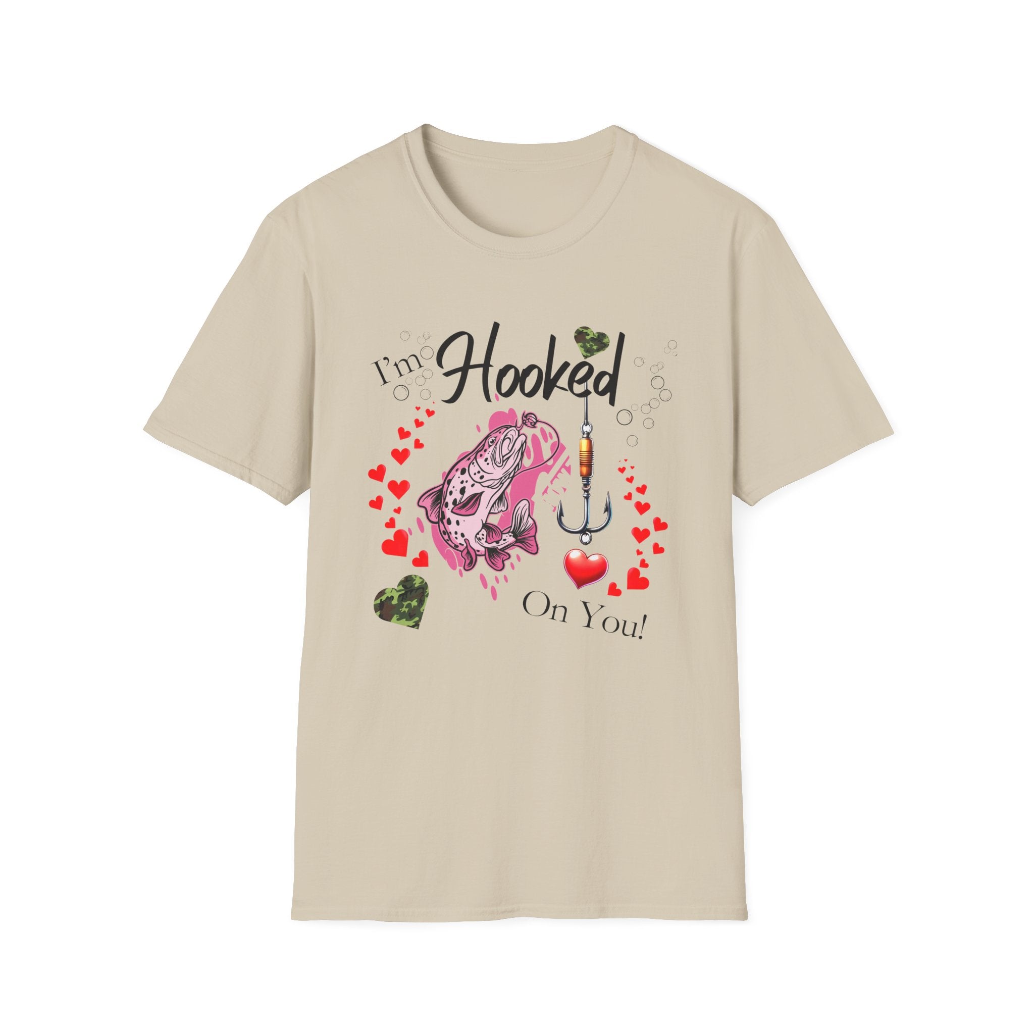 Valentine's Day Fishing T-Shirt - "I'm Hooked On You" Design for Anglers