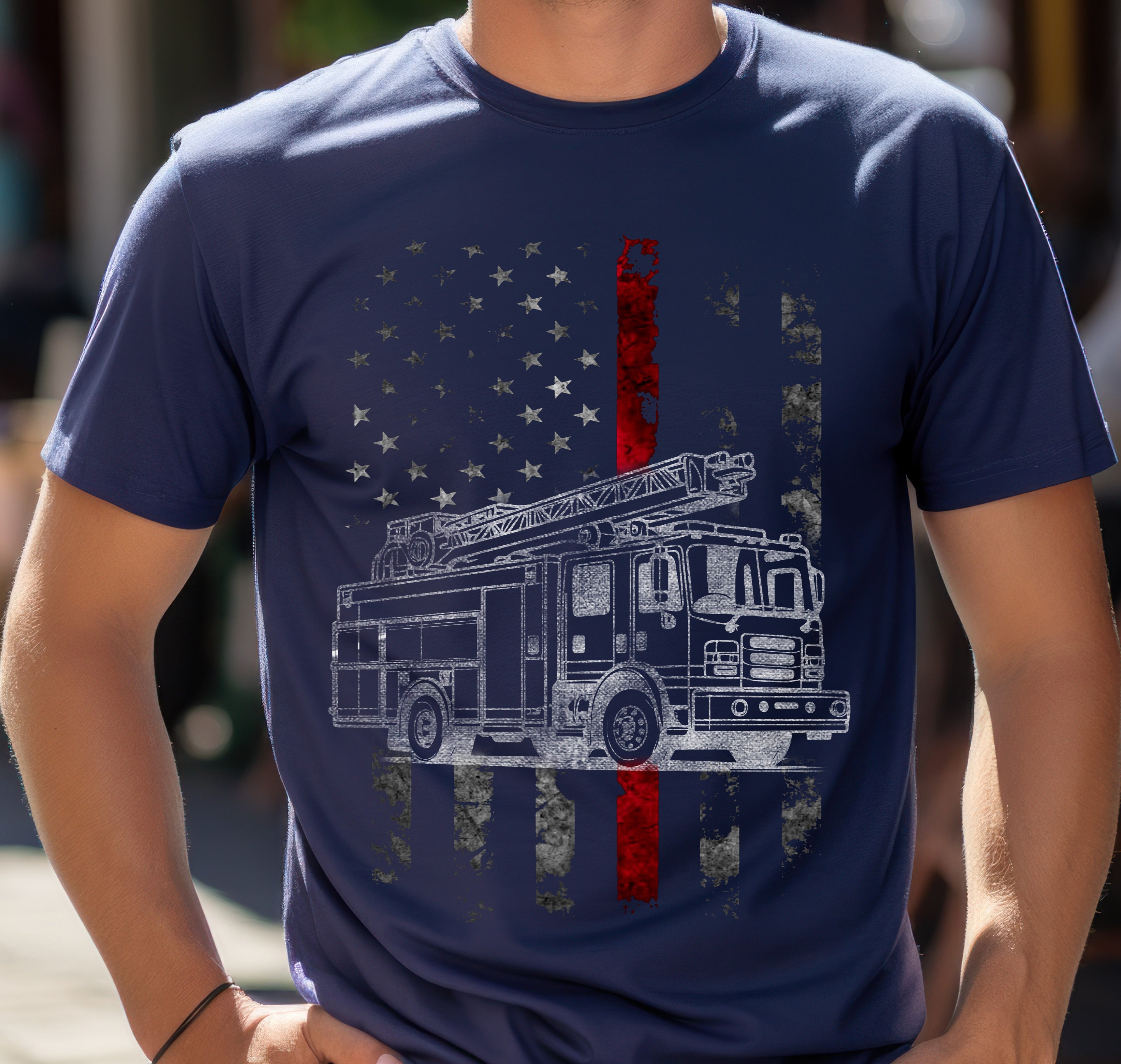 Patriotic Firefighter Graphic T-Shirt | Unisex Softstyle Tee for Heroes