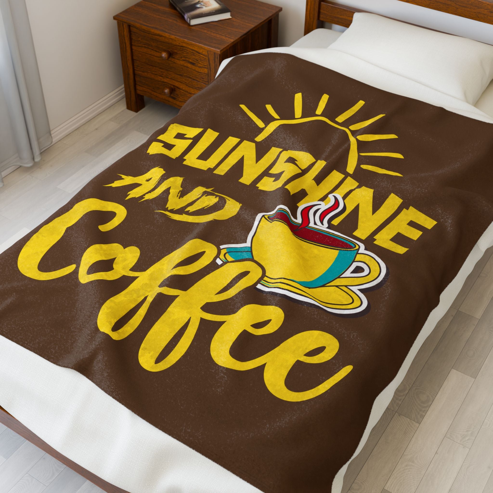 Cozy Blanket - 'Sunshine and Coffee' Statement Throw, Perfect for Gifts, Home Decor, Relaxation, and Cozy Nights
