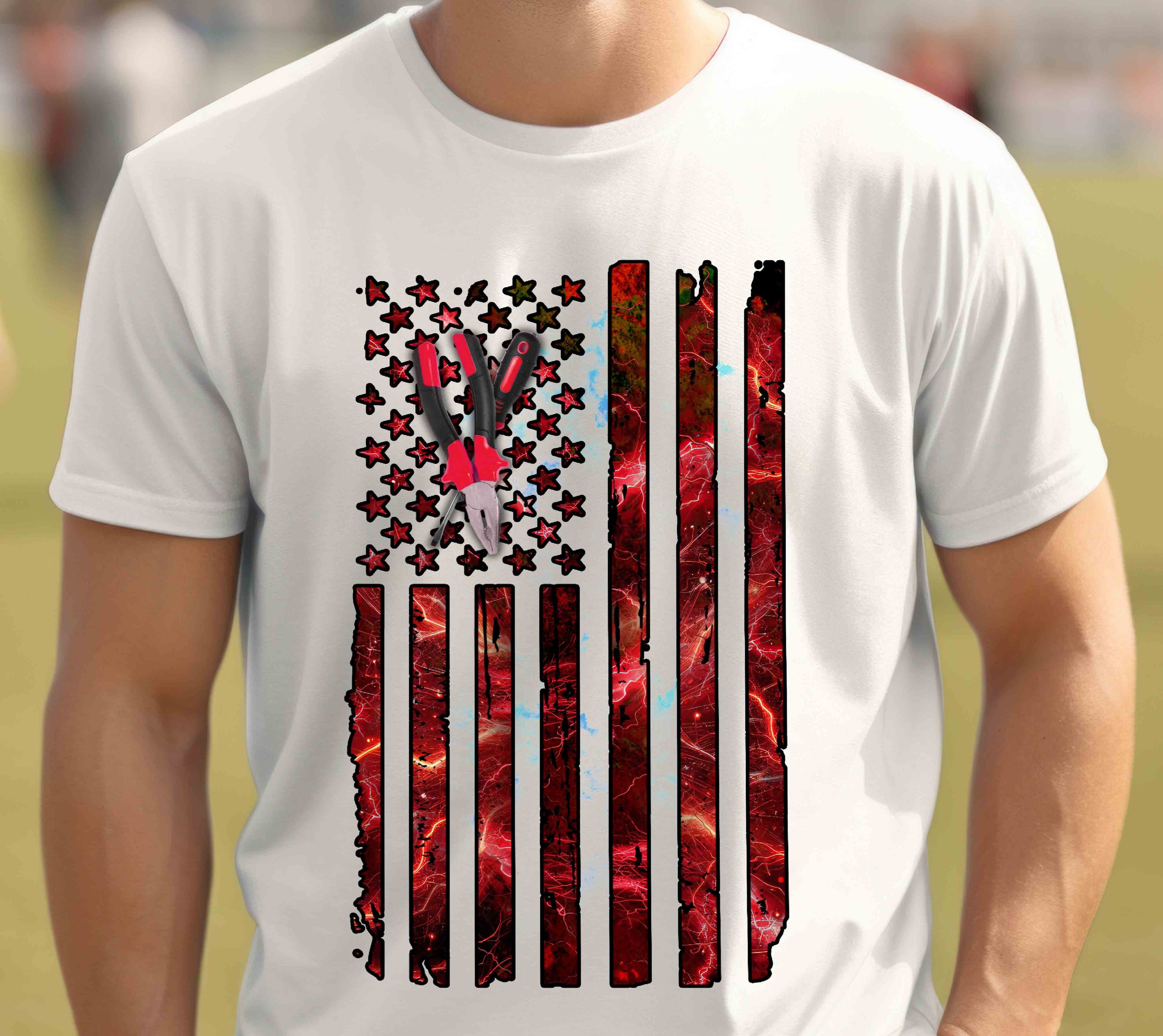 Flag USA Proud Electrician T-Shirt