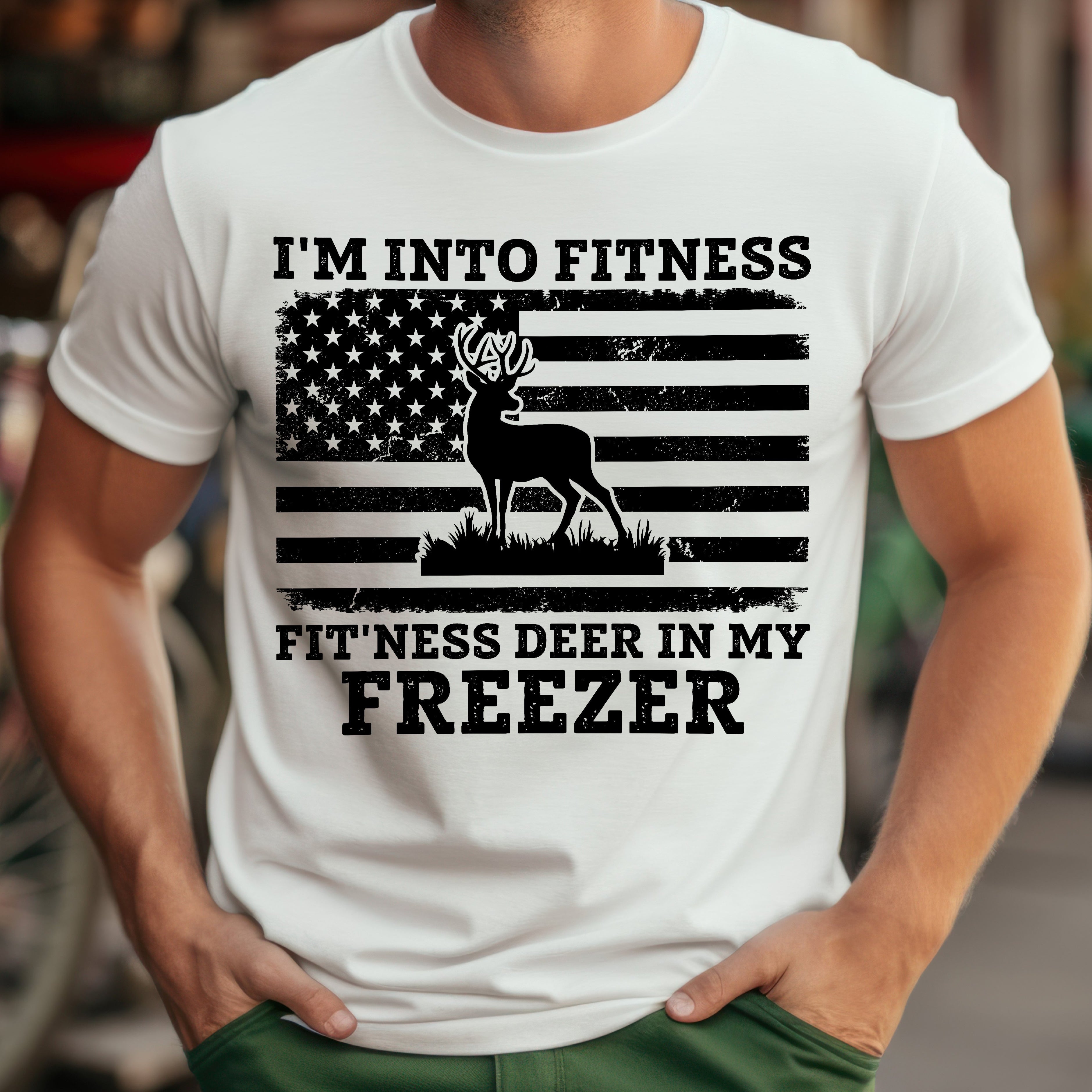 I'm Into Fitness Deer Graphic T-Shirt - Unisex Softstyle Tee for Outdoor Enthusiasts
