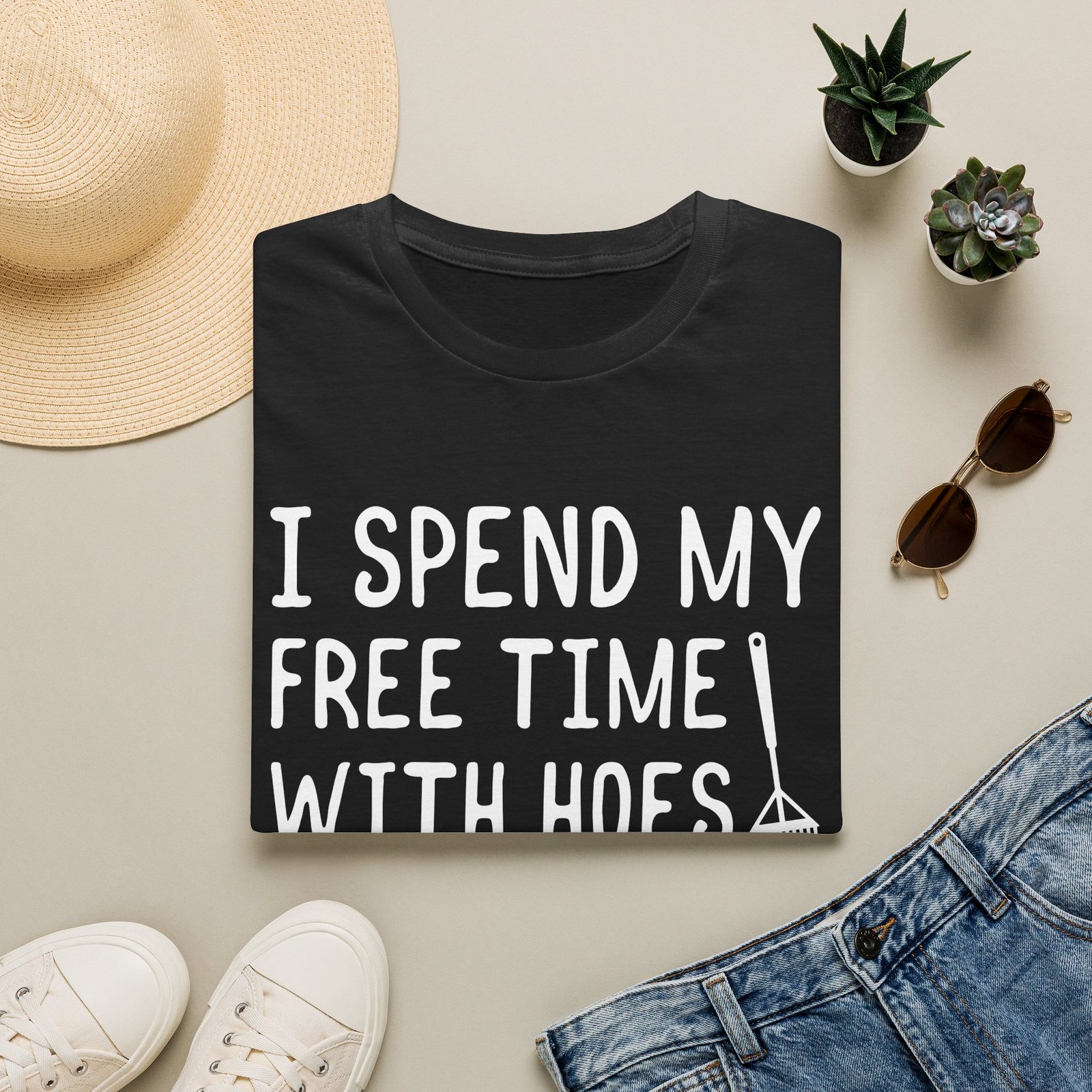 Gardening T-Shirt — "I Spend My Free Time With Hoes & Dirt Bags" Funny Garden Tee - Image 2
