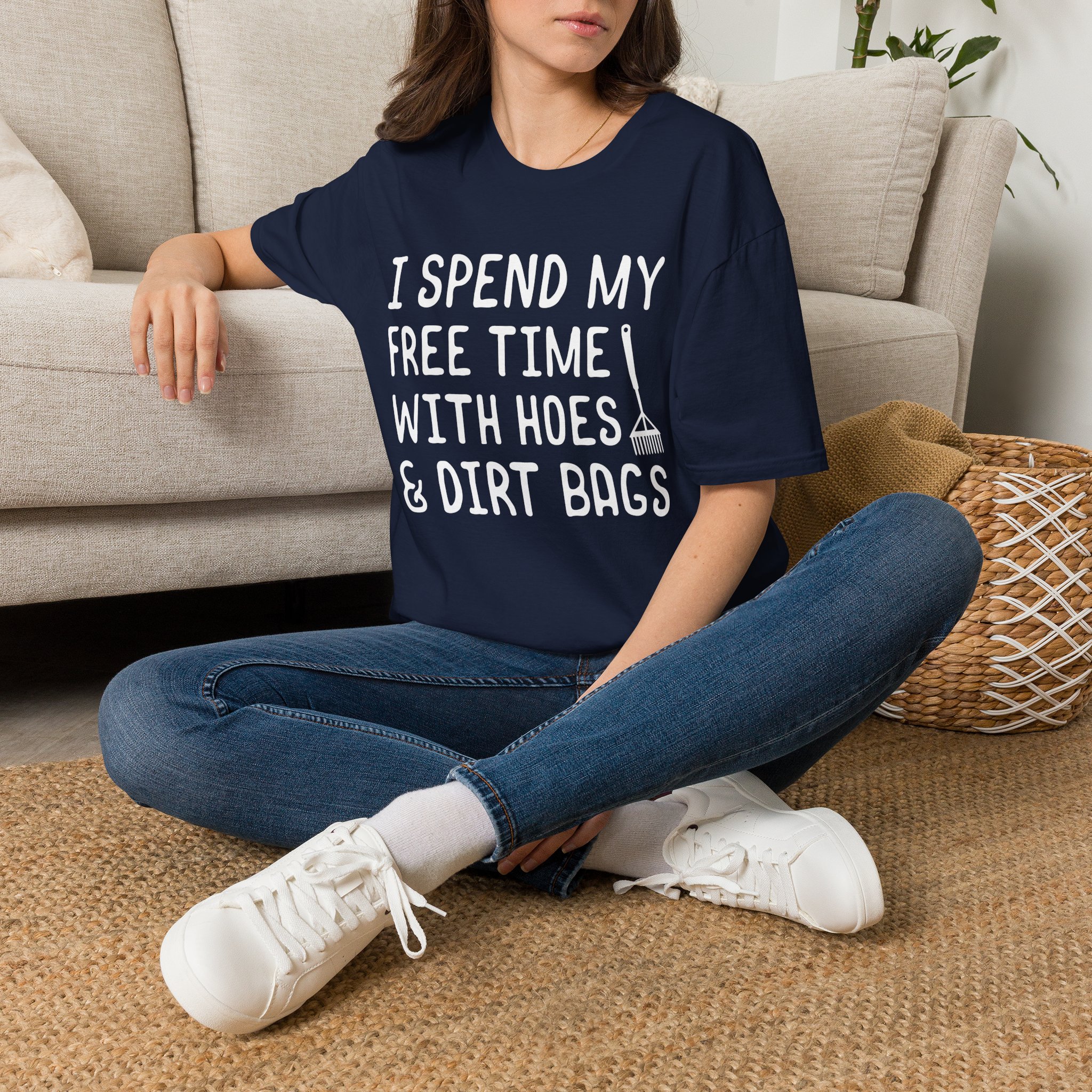 Gardening T-Shirt — "I Spend My Free Time With Hoes & Dirt Bags" Funny Garden Tee - Image 3