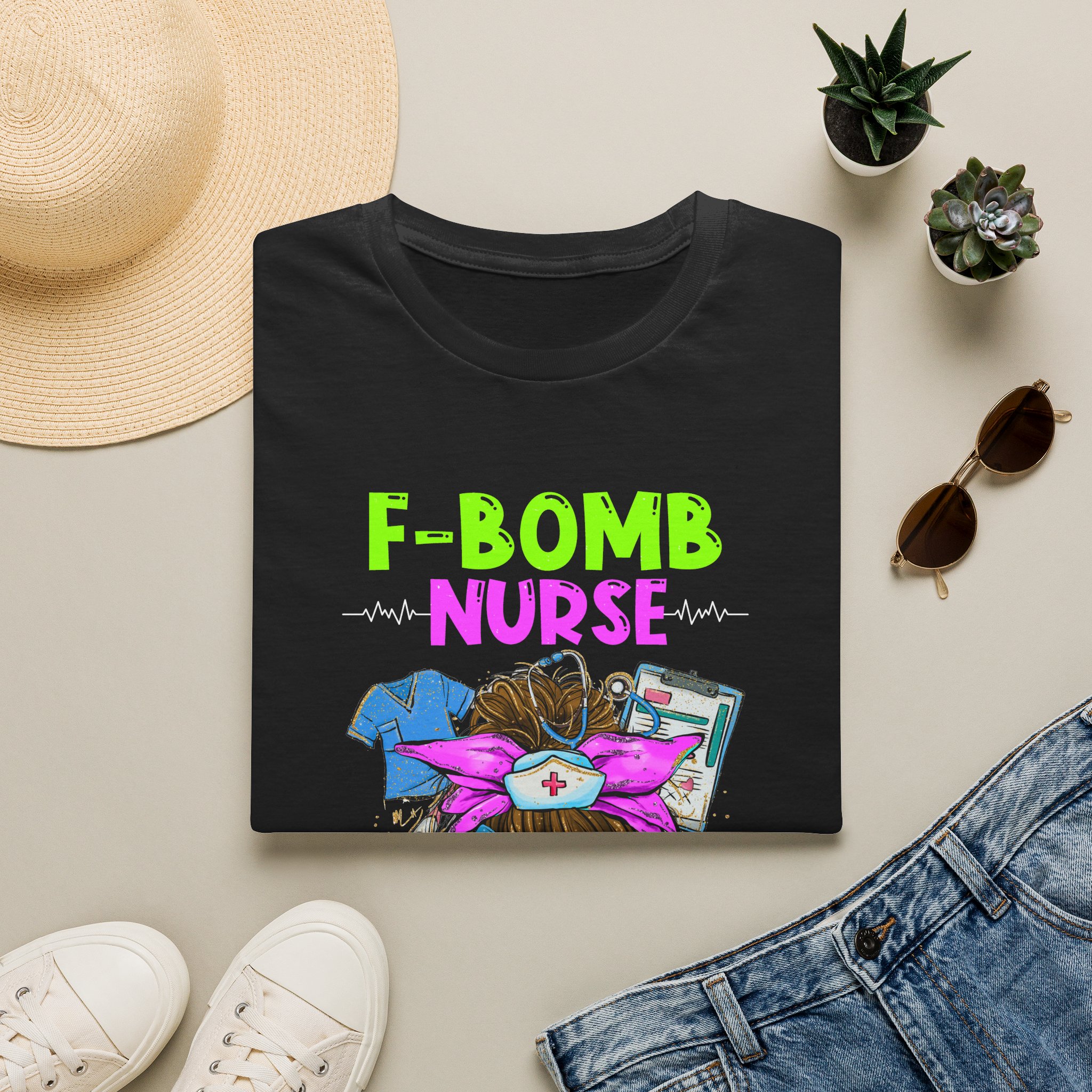 T-Shirt — "F-Bomb Nurse" Graphic Tee (Stuck Between IDK, IDC & IDGAF) - Image 2